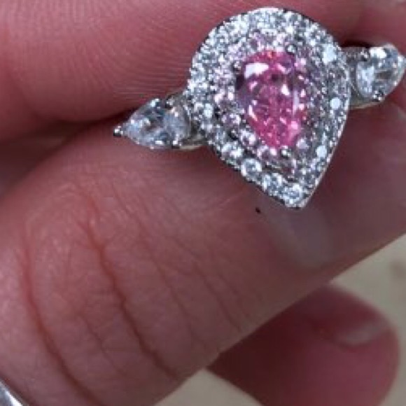 Pink AAA CZ Engagement Ring - Picture 4 of 5